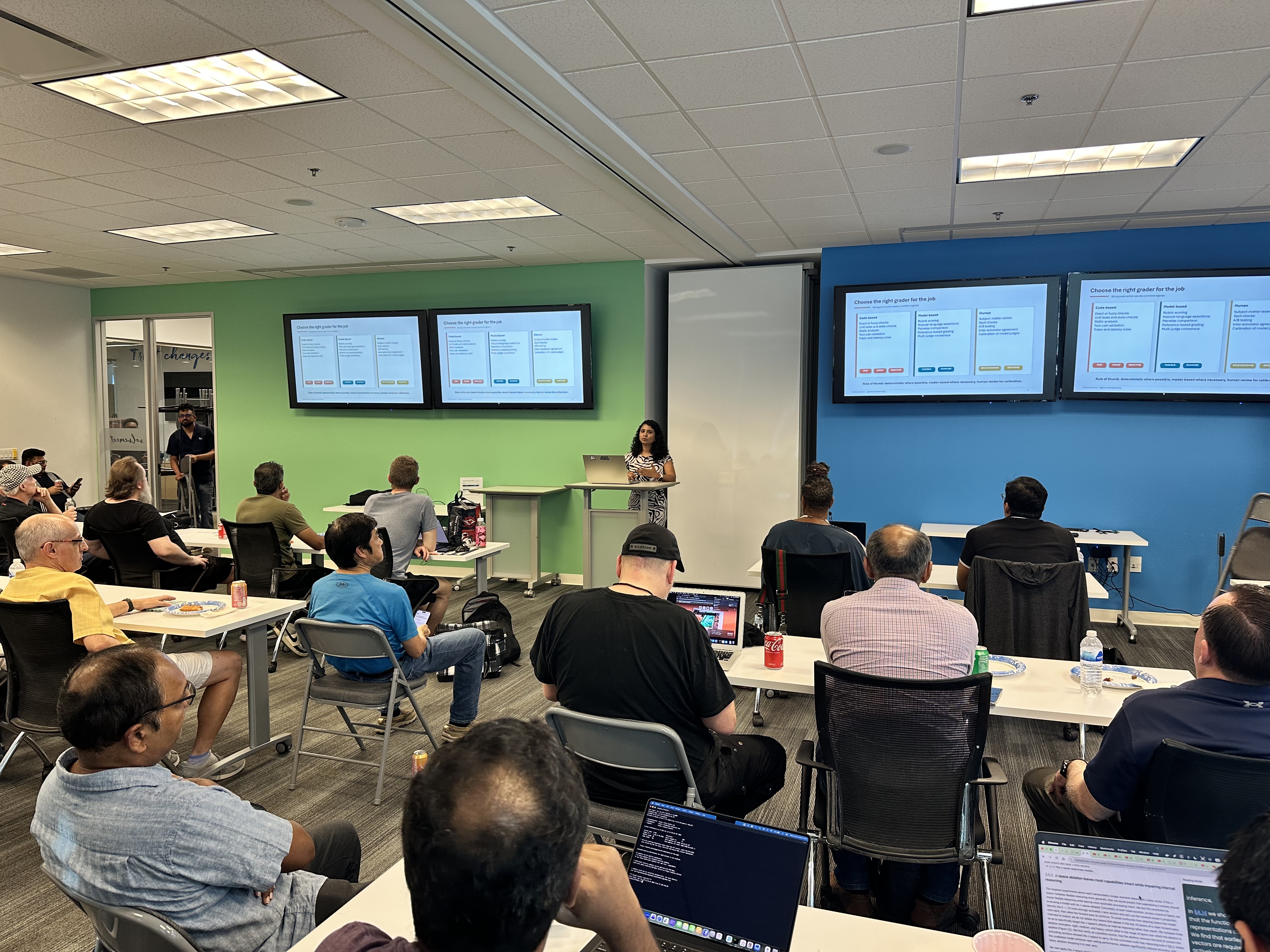 Jothsna Praveena Pendyala presenting at the Plano Prompt Engineers meetup, July 2026